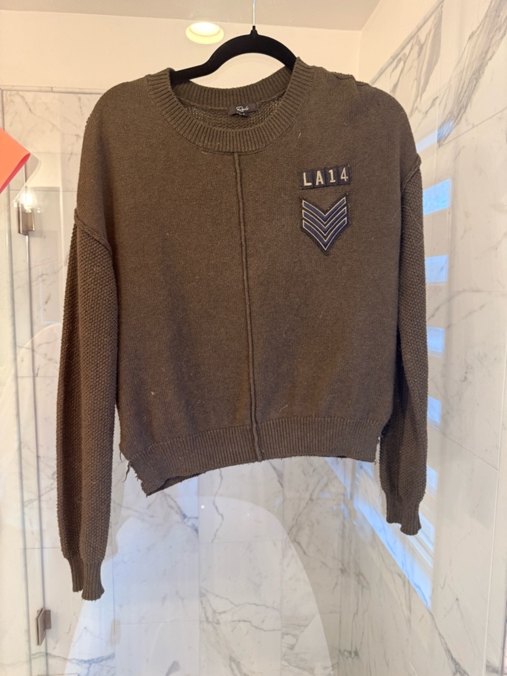 Rails Men's Brown Crewneck Sweater with LA14 Patch